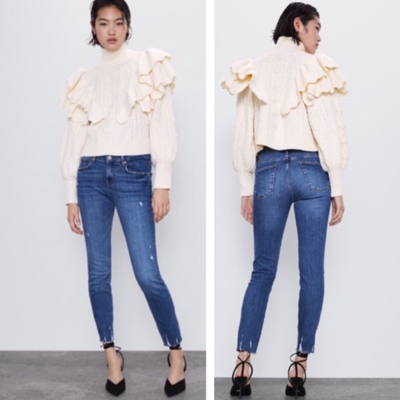Zara The Skinny In Island Blue Size 4